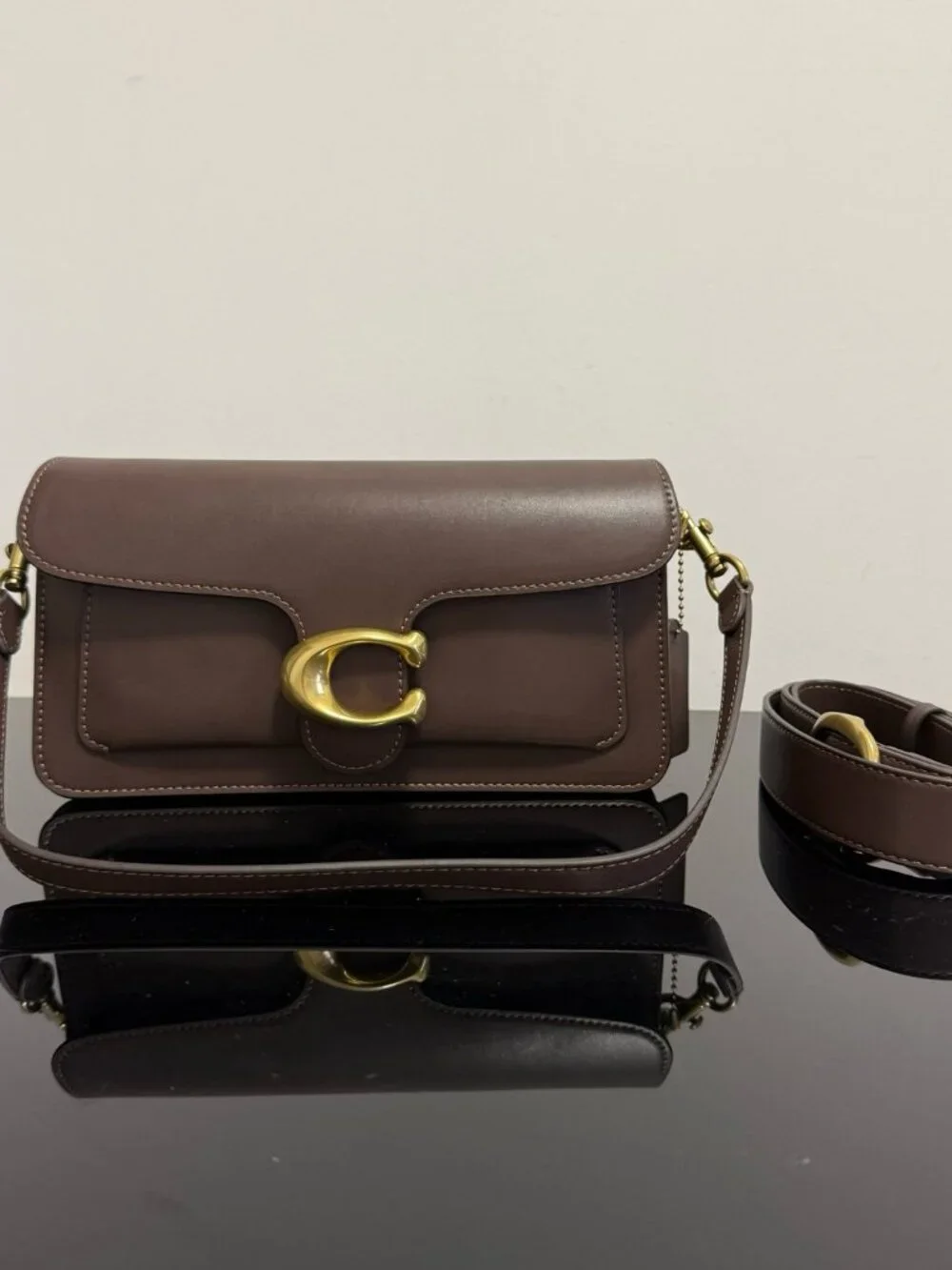 Coach Brown Leather Shoulder Bag with Signature Hardware